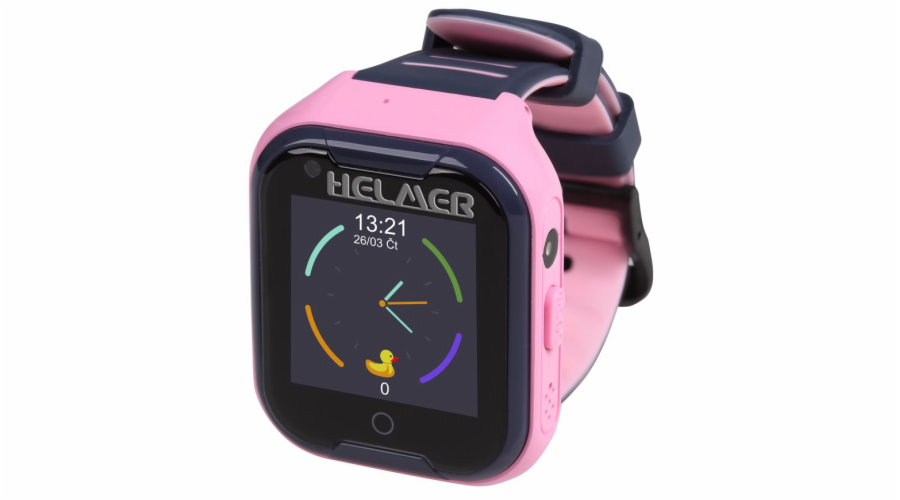 HELMER dětské hodinky LK 709 s GPS lokátorem/ dot. display/ 4G/ IP67/ nano SIM/ videohovor/ foto/ Android a iOS/ růžové