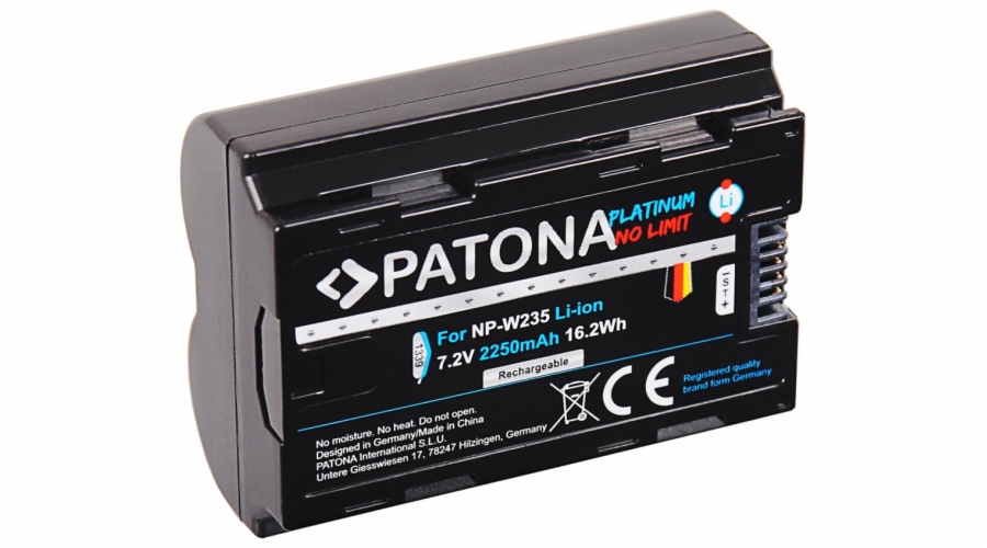 PATONA baterie pro foto Fuji NP-W235 2250mAh Li-Ion 7,2V Platinum X-T4