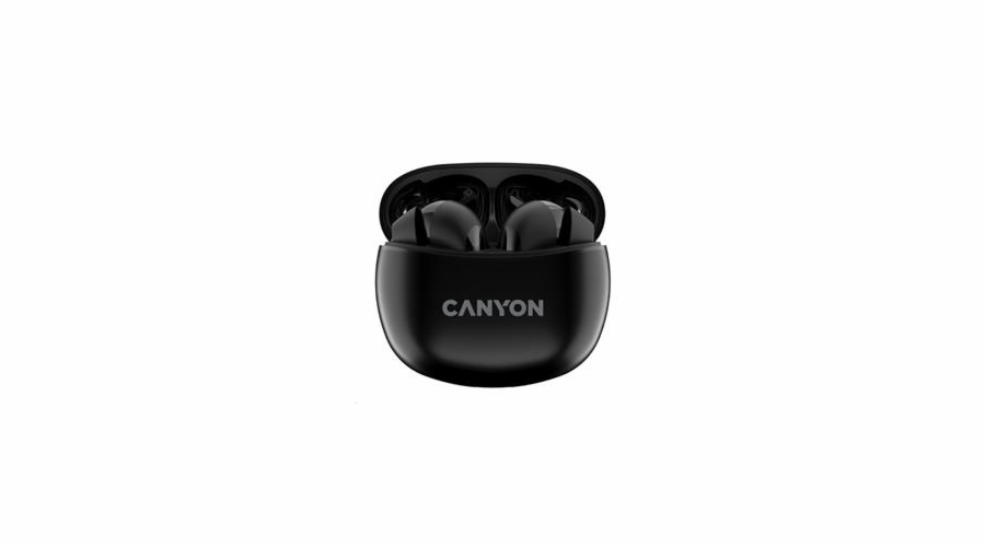 CANYON TWS-5 BT sluchátka s mikrofonem, BT V5.3 JL 6983D4, pouzdro 500mAh+40mAh až 38h, černá