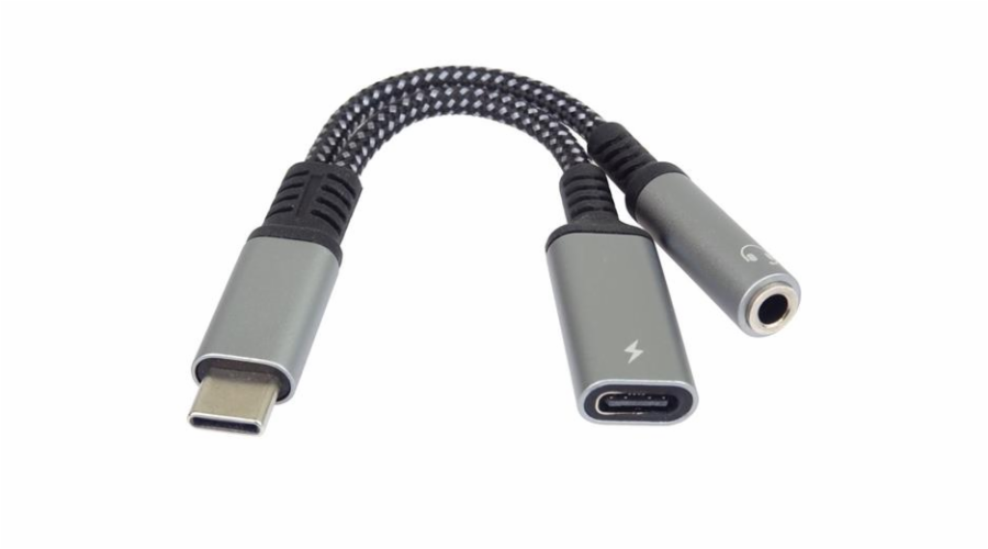 PremiumCord Redukce USB-C /3,5mm jack s DAC chipem + USB-C pro nabíjení 13cm 8592220022891