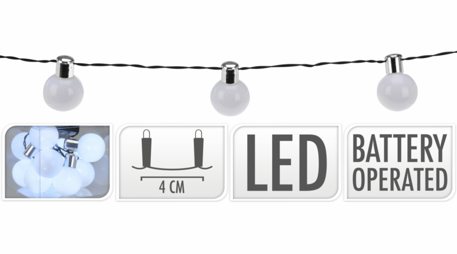 Řetěz bílý LED kuličky 180 cm
