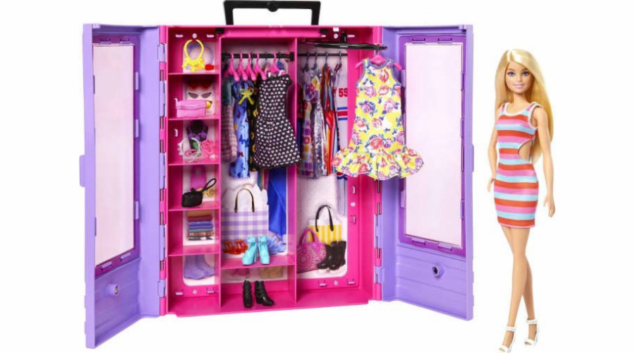 Panenka Barbie Mattel Barbie Šatní skříň s panenkou a doplňky HJL66