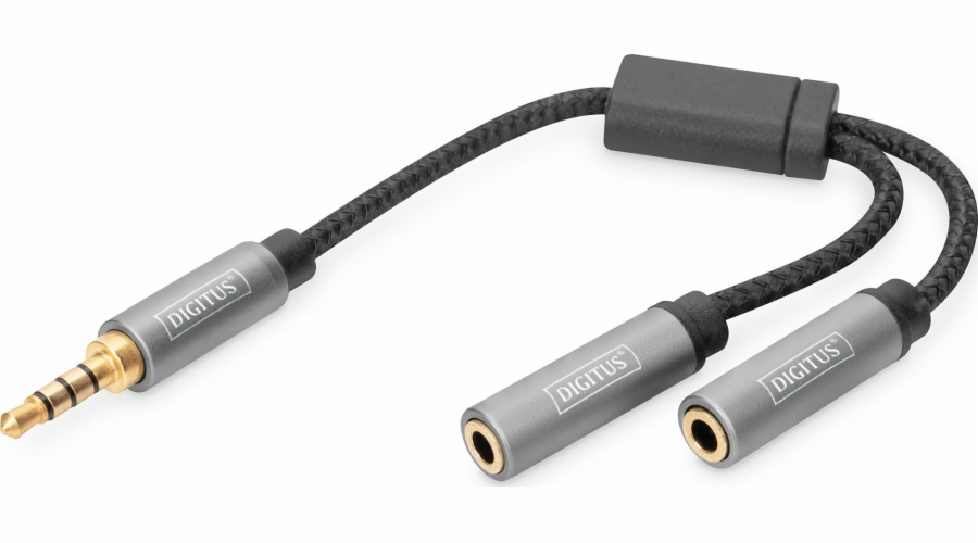 Kabel adaptéru náhlavní soupravy MiniJack 3,5 mm/2x 3,5 mm MiniJack M/F nylon 0,2 m