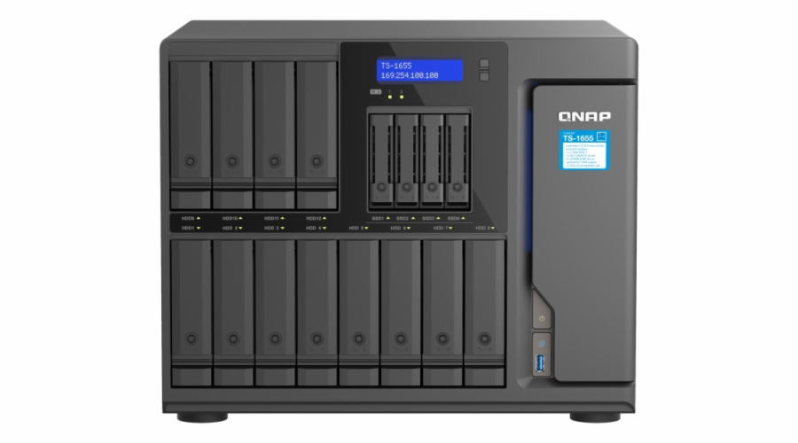 QNAP TS-1655-8G (8core 2,8GHz, 8GB RAM, 12x 3,5"+4x 2,5" SATA, 2x M.2 NVMe slot, 2x 2,5GbE, 3x PCIe)