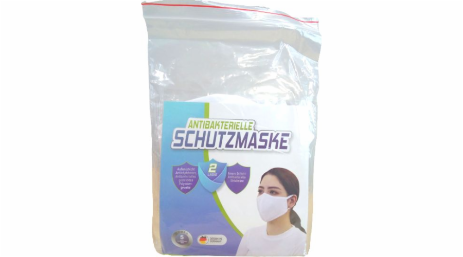 Ochranné, opakovaně použitelné, bílé masky - 5 kusů