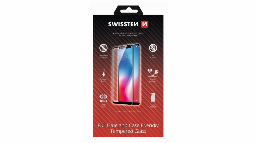 Swissten sklo Full glue, Color Frame, Case Friendly Apple iPhone 14 Pro MAX černé