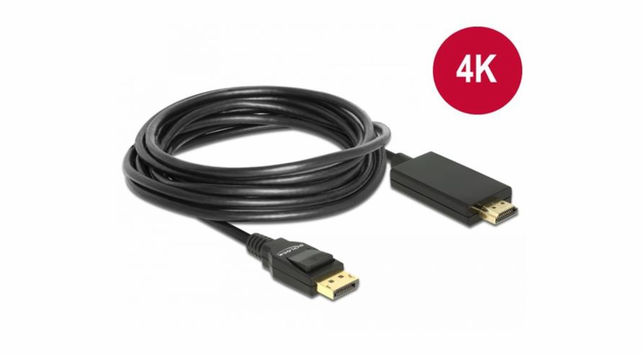 Delock Kabel Displayport 1.2 samec > High Speed HDMI-A samec pasivní 4K 5 m černý