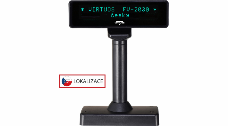 Virtuos VFD zákaznický displej Virtuos FV-2030B 2x20 9mm, serial, černý
