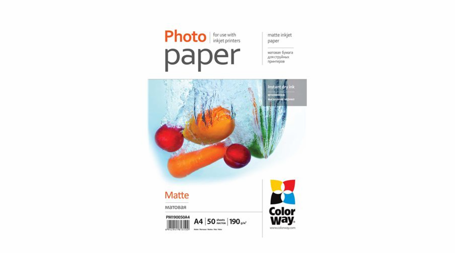 COLORWAY fotopapír/ matte 190g/m2, A4/ 50 kusů