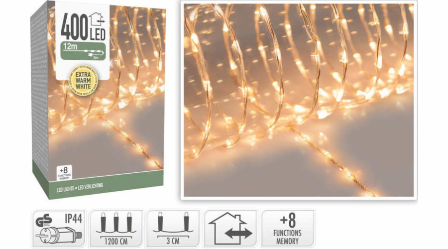 HOMESTYLING Vánoční světelný řetěz teplá bílá 400 LED / 12 m KO-AX9621600