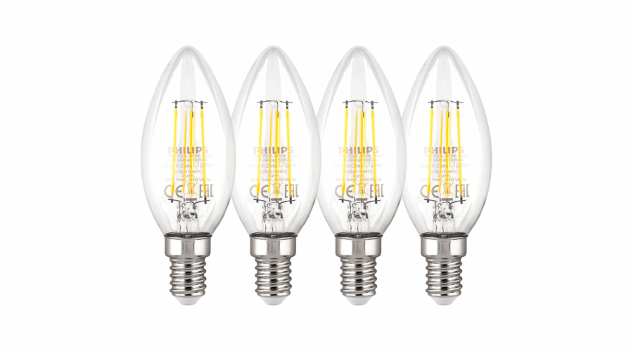 Philips LED Lamp E14 4-Pack 40W 2700K Filament candle