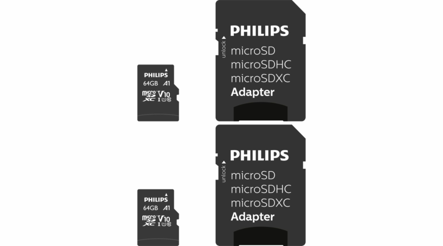 Philips MicroSDXC 2-Pack 64GB Class 10 UHS-I U1 incl. Adapter