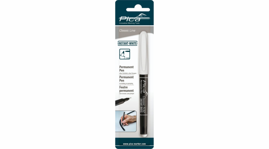 Pica Permanent Marker INSTANT white, Bullet Tip, 1-2mm Retail