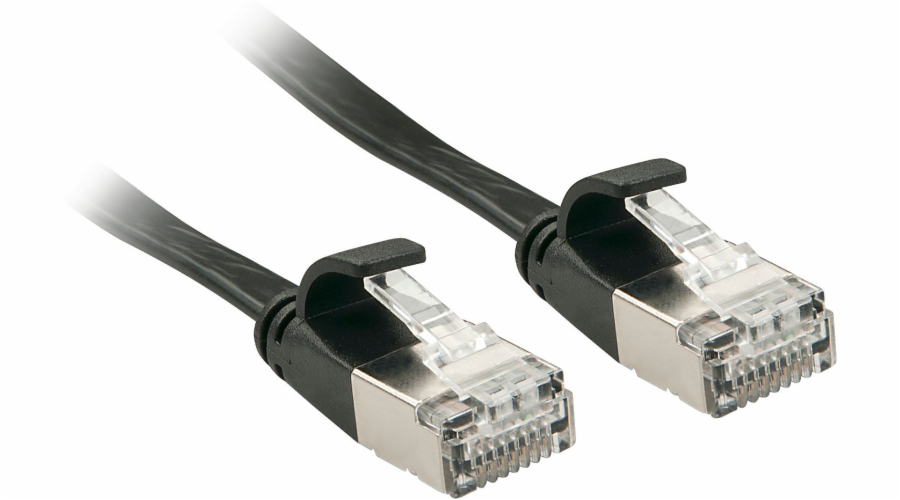 Lindy Cat.6A U/FTP plochý propojovací kabel, černý, 3m (47483)