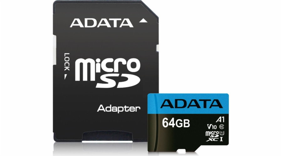 Karta ADATA Premier MicroSDXC 64 GB Class 10 UHS-I/U1 A1 V10 (AUSDX64GUICL10A1-RA1)