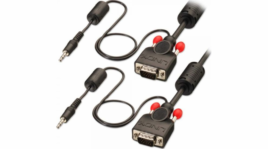 Kabel Lindy D-Sub (VGA) -D-sub (VGA) + Jack 3,5 mm 10m černá