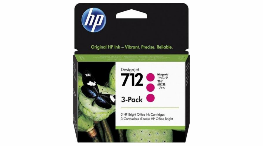 HP HP Ink 712 3-Pack 29-ml pugentní DJ Ink