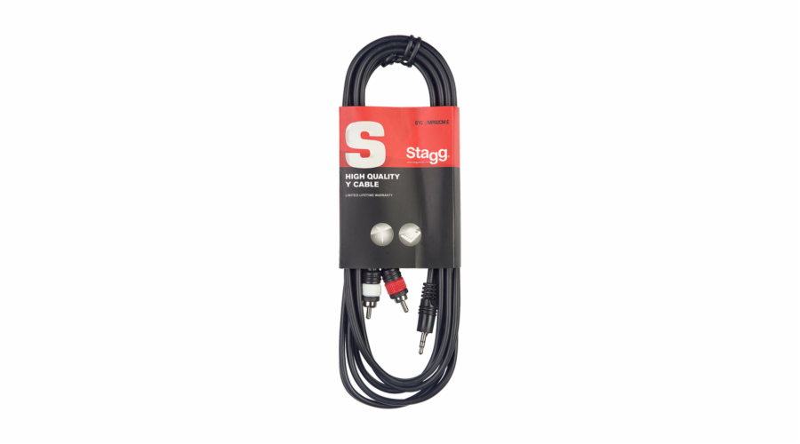 Stagg SYC6/MPS2CM E, kabel mini stereo JACK/2x RCA, 6m