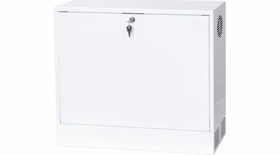 Spřínek NetRack zavěšený šatník 19 netrack, V-line, 3U/180 mm, bílé, kovové dveře se stojanem