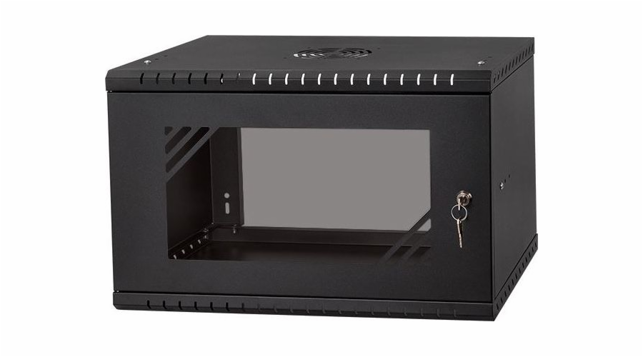 NetRack NETRACK Závěsná skříňka ECO-Line Rack 19inch 6U / 350mm - černé skleněné dveře