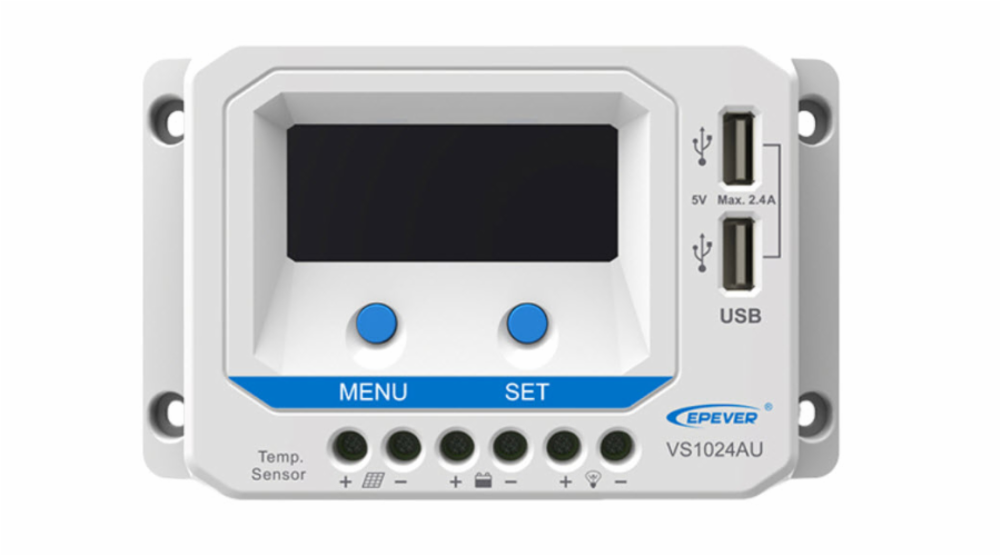 EPEVER VS1024AU solární PWM regulátor 12/24 V, 10 A, USB, vstup 50V (VS1024AU)