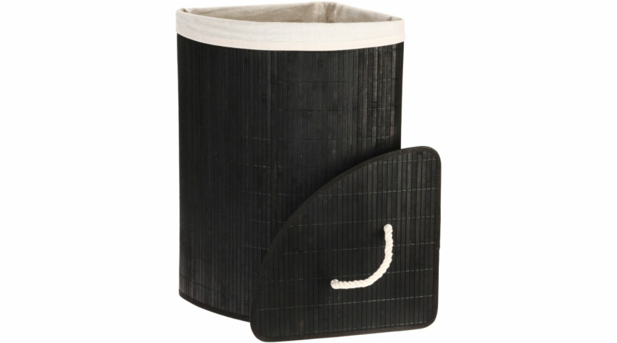EXCELLENT Koš na prádlo rohový bambus 35 x 35 x 60 cm černá KO-HX9100560