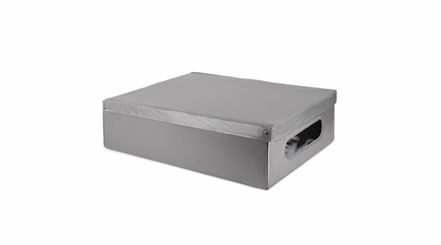 Krabice Compactor skládací úložná kartonová, potažená PVC, 58 x 48 x 16 cm, šedá