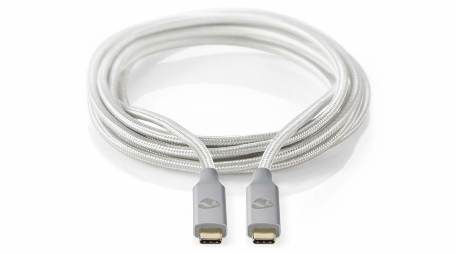 NEDIS PROFIGOLD USB-C/USB 3.2 Gen 2x2 kabel/ USB-C zástrčka - USB-C zástrčka/ nylon/ stříbrný/ BOX/ 2m