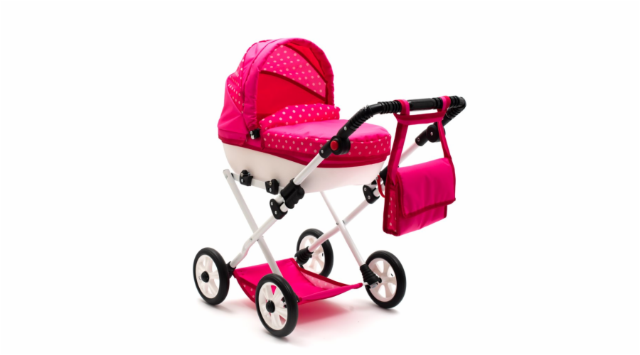 Dětský kočárek pro panenky New Baby COMFORT růžový s puntíky