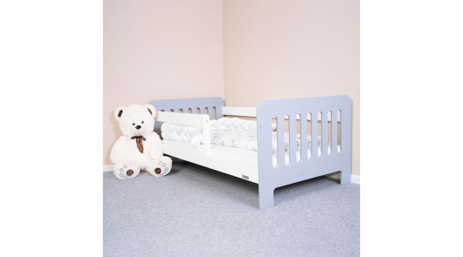 Dětská postel se zábranou New Baby ERIK 160x80 cm bílo-šedá