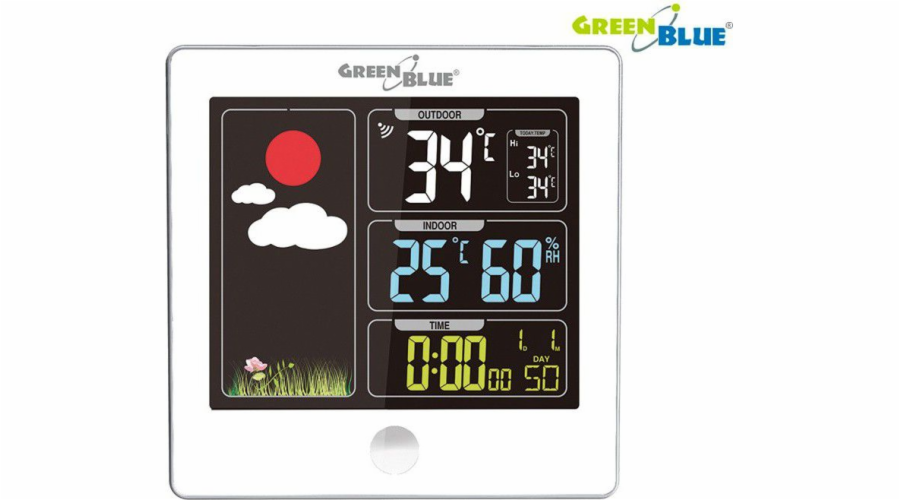 Wireless Weather Station Outside Sensor Alarm Colorful Display Green Blue GB521W