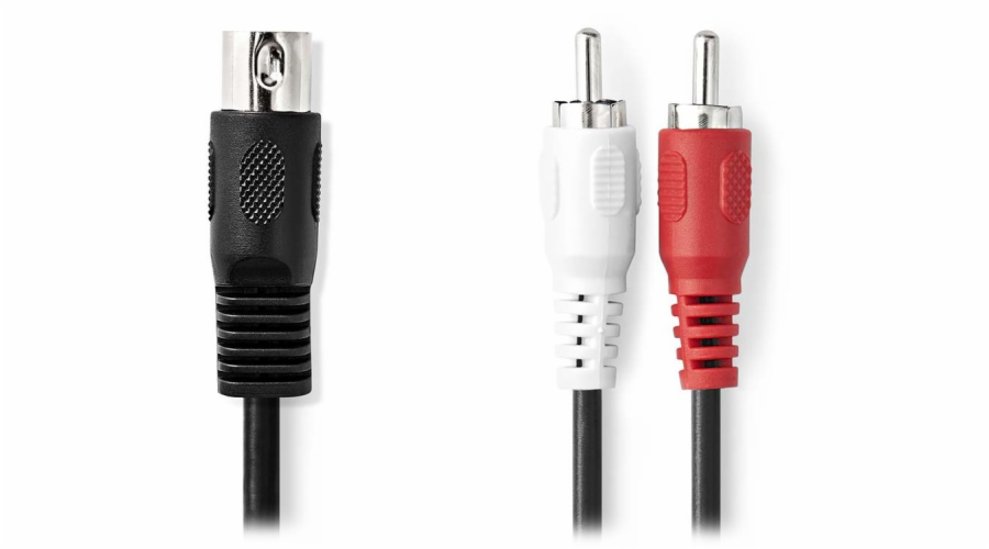 NEDIS redukční audio kabel DIN/ 5pin zástrčka DIN - 2× zástrčka RCA/ černý/ bulk/ 1m