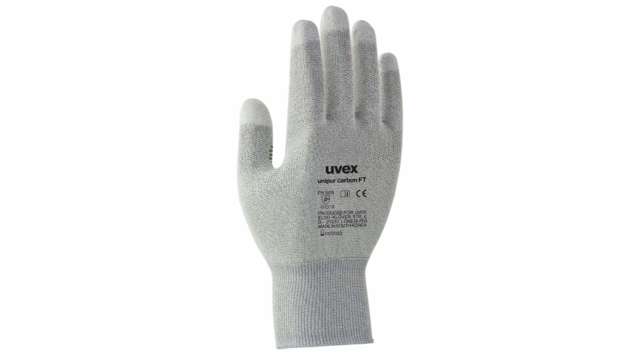 UVEX Rukavice Unipur carbon FT vel. 9 /citlivé antist. pro přesné práce s elektronickými součástkami / prsty pokryté uhl
