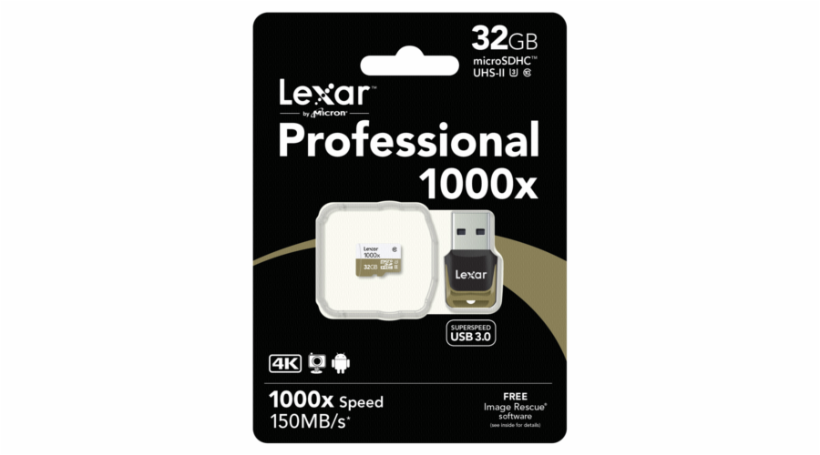 Lexar microSDHC 1000x 32GB UHS-II with USB 3.0 Reader