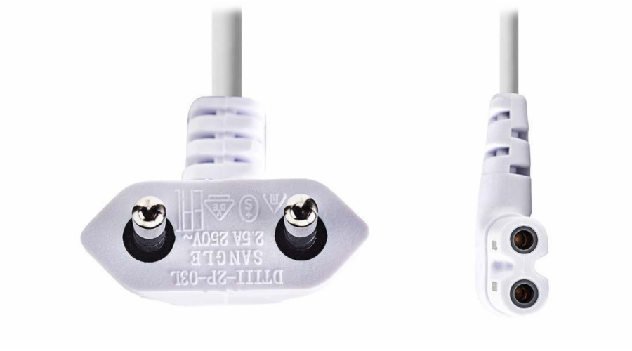 NEDIS napájecí kabel pro adaptéry/ Euro zástrčka - konektor IEC-320-C7/ úhlový-úhlový/ dvoulinka/ bílý/ bulk/ 3m