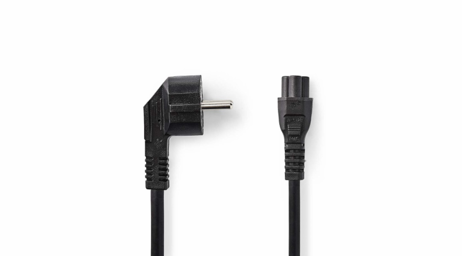 NEDIS napájecí kabel/ Typ F Zástrčka - IEC-320-C5/ přímý/ úhlový/ trojlístek/ černý/ bulk/ 2m