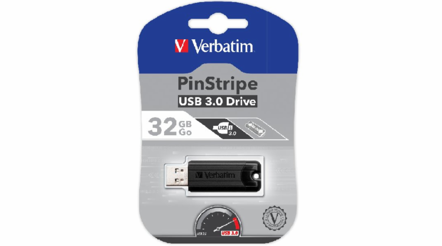 VERBATIM Flash Disk PinStripe USB 3.0, 32GB - černá