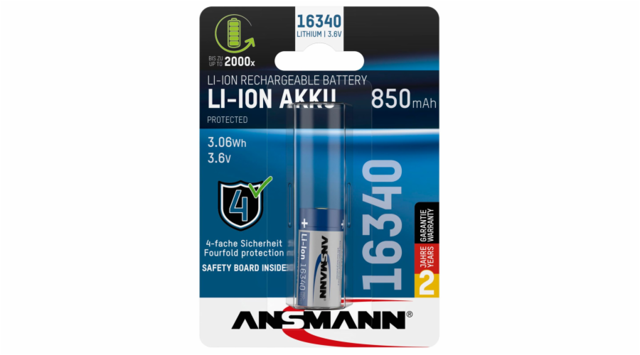 Ansmann 16340 Li-Ion aku 850mAh 3,6V standard.verze 1300-0017