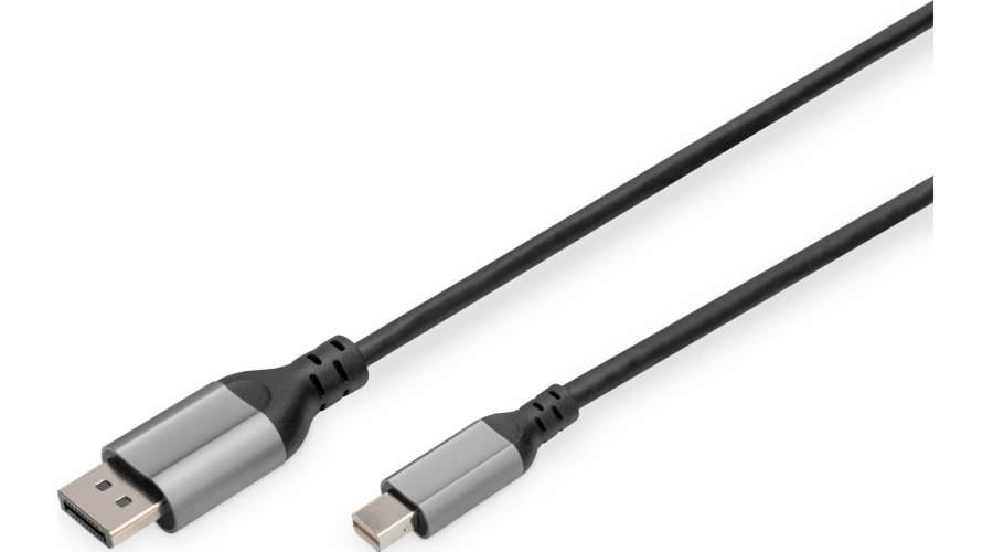 DIGITUS 8K DisplayPort Cable 1.4 60Hz, mini DP/DP, Alu black 2m