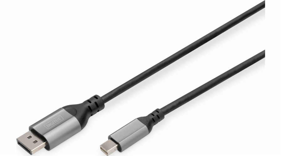 DIGITUS 8K DisplayPort Kabel 1.4 60Hz, mini DP/DP, Alu schwarz 1m