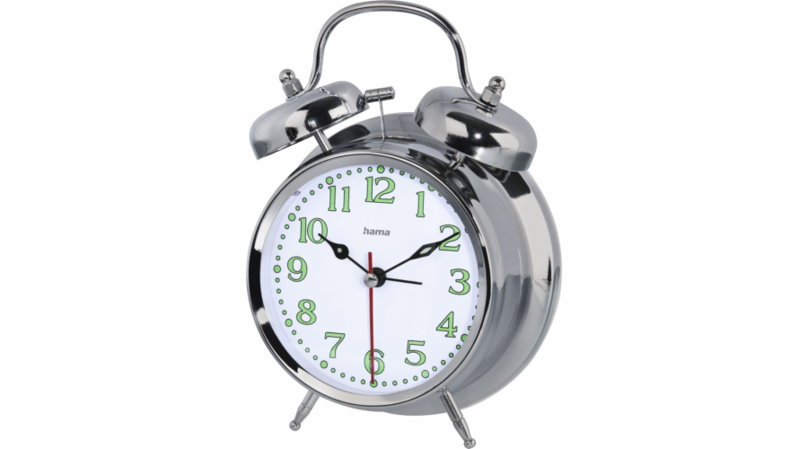Hama Alarm Clock Nostalgy, silver fluorescent 186326