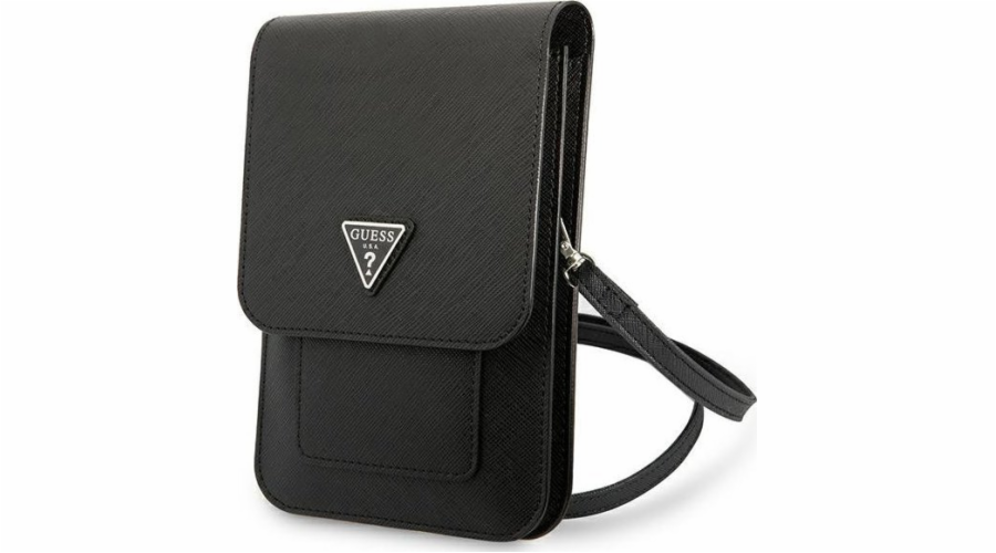 Guess PU Saffiano Triangle Logo Phone Bag Black Nové
