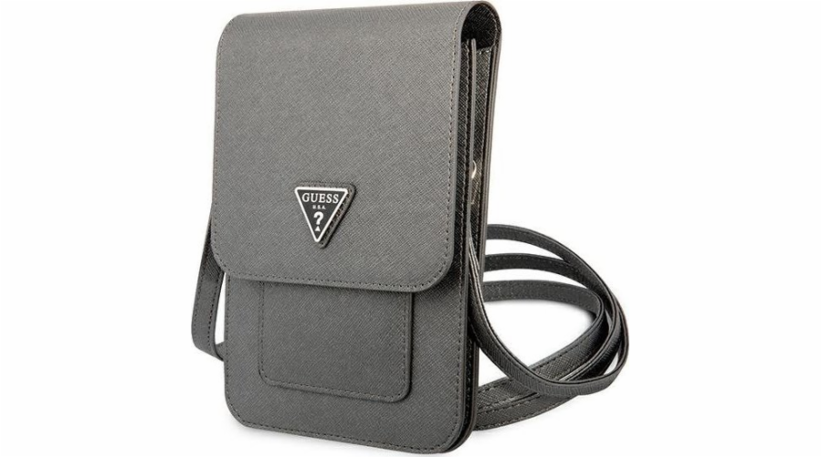 Guess PU Saffiano Triangle Logo Phone Bag Grey Nové