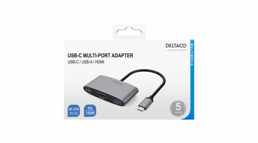 DELTACO USBC-HDMI22, Adaptér USB-C/HDMI, 4K@60Hz