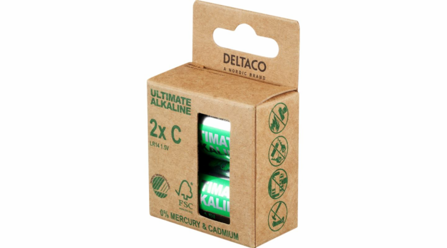 DELTACO ULTIMATE, Baterie alkalické C LR14 2ks