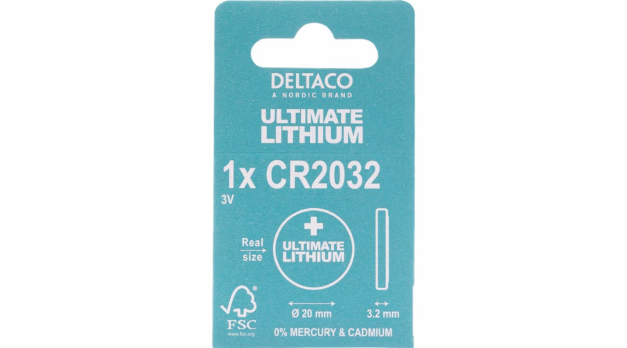 DELTACO Ultimate CR2032, Knoflíkové baterie, 1ks