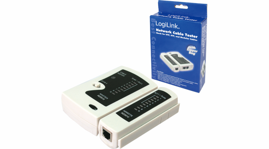 LogiLink Tester kabelů pro konektory RJ11, RJ12, RJ45 s jednotkou? dálkový ovladač WZ0010
