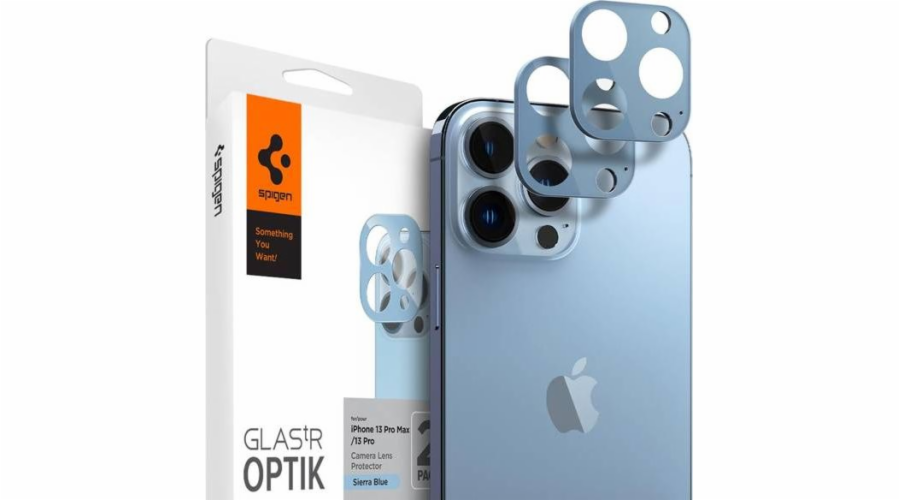 Tvrzené sklo Spigen pro objektiv fotoaparátu Spigen Optik Apple iPhone 13 Pro/13 Pro Max Sierra Blue [2 PACK]