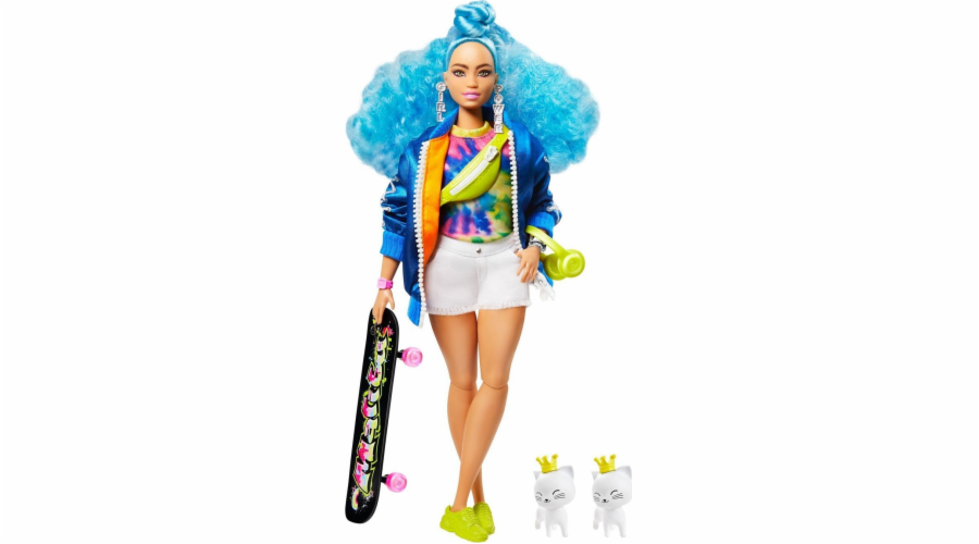 Barbie Extra Moda Panenka Barbie – modré kudrnaté vlasy (GRN27/GRN30)