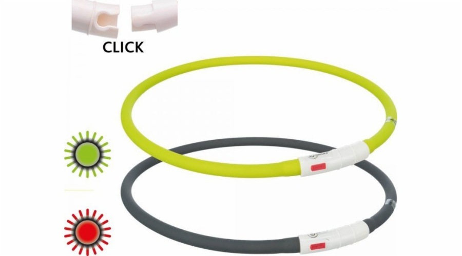 Trixie USB svítící čelenka, pro psy, zelená, silikonová, XS–XL: 70 cm/ 10 mm,
